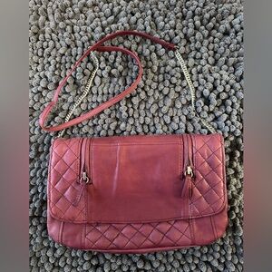 Maje Elegant Quilted Raspberry Shoulder Bag